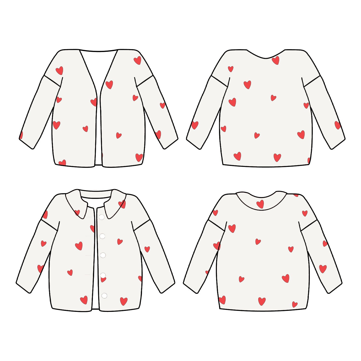 Small Hearts Applique Pattern for the Gibson Coat